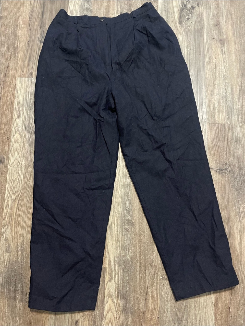 Women pants harvé benard Dark blue 100% Whole laine Pleated Dress Pants 16